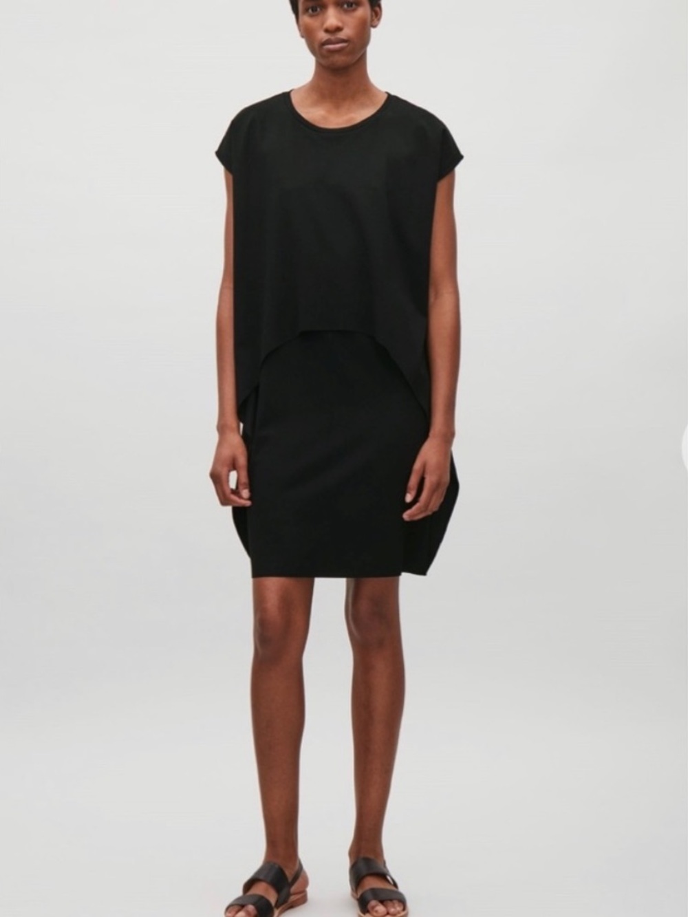 COS CIrcle Cut Layered Knit Dress Black Relaxed Fit